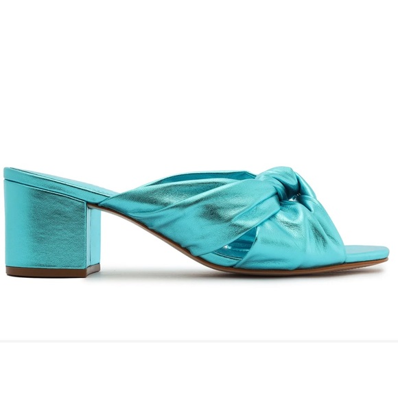 Mindy Mid Block Metallic Leather Sandal - Picture 1 of 3